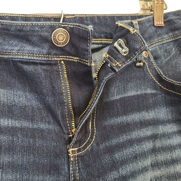 Maurices Flare Jeans Size 14 Dark Blue Denim Stretch Bootcut High Rise - Picture 8 of 8